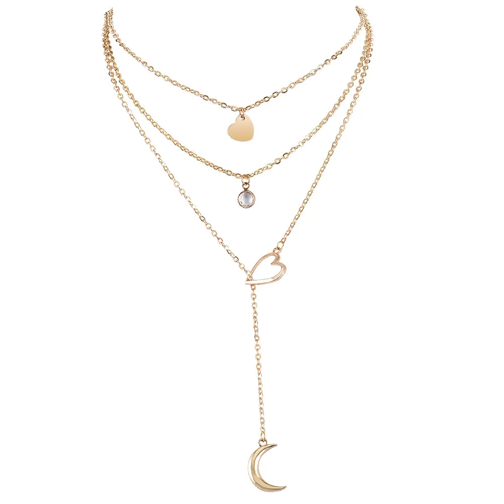 Новое модное ювелирное изделие многослойное ожерелье в стиле панк с сердечками