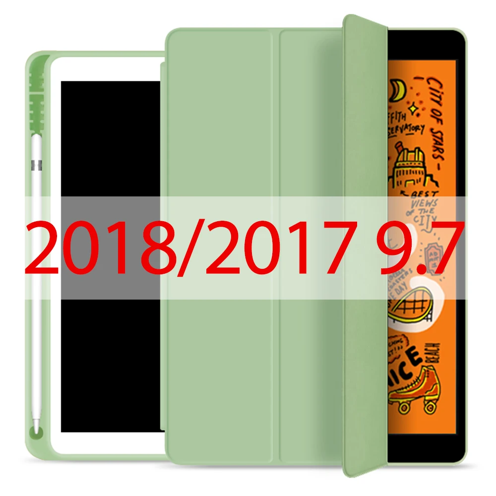 Matcha green 9.7 Чехол для Ipad чехол для Ipad Air 10,5 дюймов / Новинка с держателем для карандашей кожаный чехол для IPad MINI 5 Чехол Pro 11 - Цвет: Matcha green 9.7