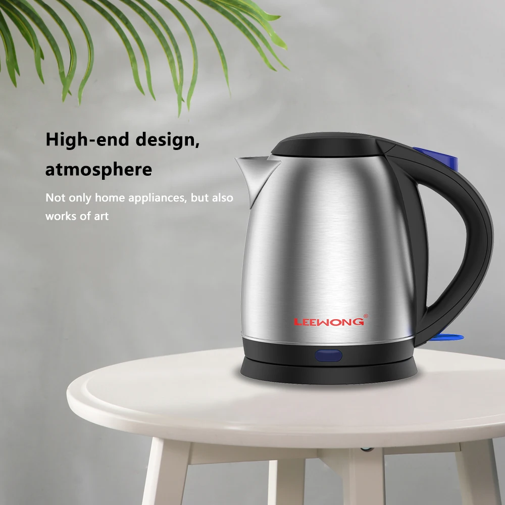 

LEEWONG Electric Kettle Stainless Steel Quick Heating Teapot Kitchen Home 1.5L