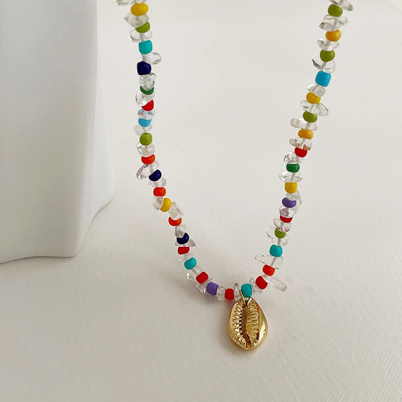 

2022 New Colorful Seed Beads Clavicle Chain Necklaces Celebrity Favorite Bohemian Handmade Necklace for Women