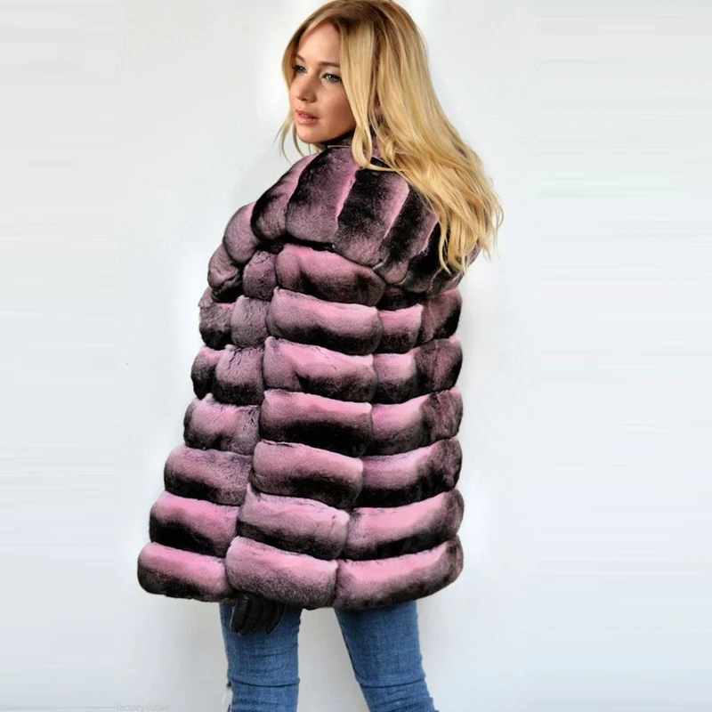 BFFUR Hooded Genuine Rex Rabbit Fur Jacket 2022 Fashion Women Whole Skin Real Chinchilla Color Rex Rabbit Fur Coat Woman Luxury