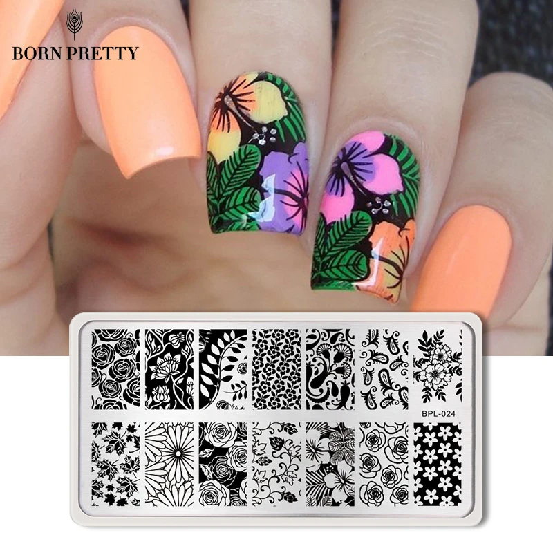 BORN PRETTY Ногтей Штамповки Плиты Кружева Цветок Животных Шаблон Ногтей Штамп Штамповка Изображения Шаблона Плиты Трафарет для Ногтей Инструмент