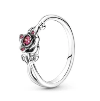 authentic 925 sterling silver beauty and the beast rose ring for women wedding party europe fashion jewelry