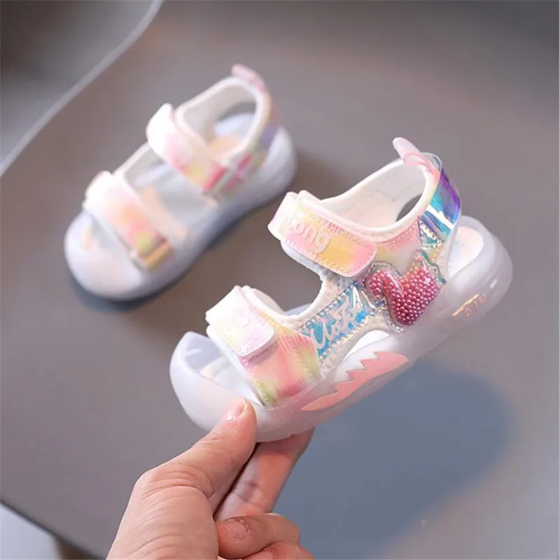 Sandalias de suela suave para ni&ntilde;a, zapatos informales deportivos antideslizantes para ni&ntilde;o, zapatillas de princesa multicolor para beb&eacute; al aire libre, Verano-3