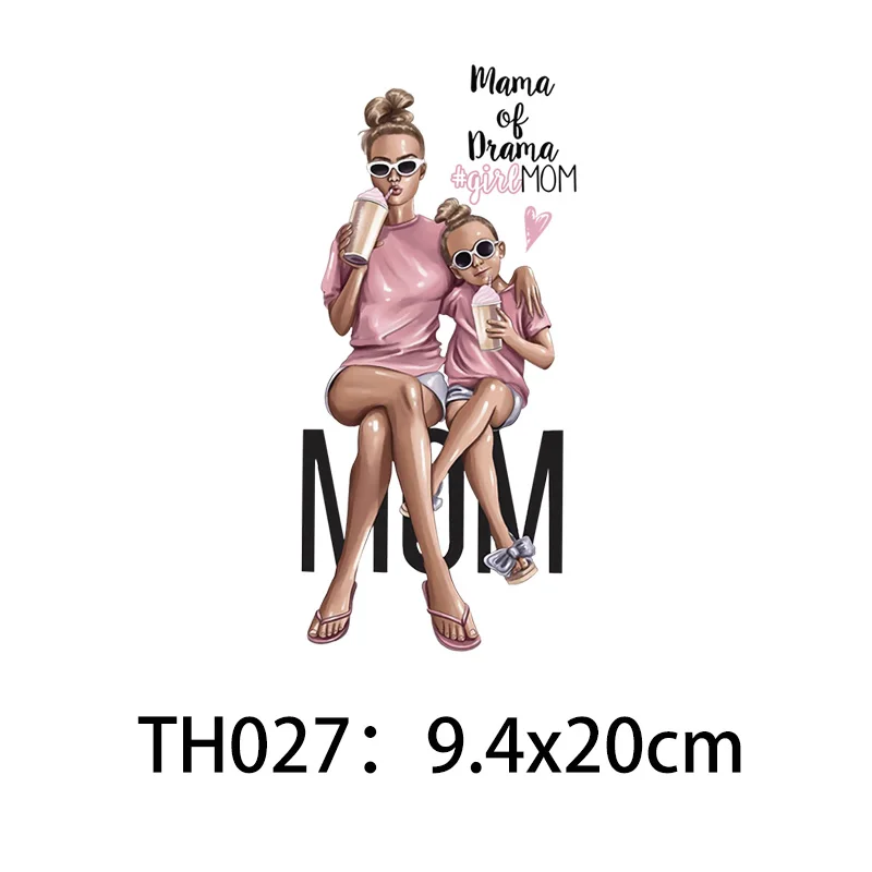 Diy девушка патч для одежды термо-Стикеры мамы ребенка печать на футболке