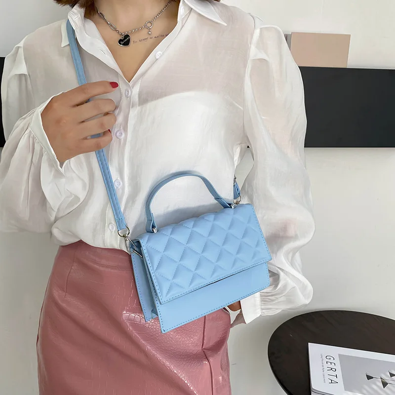 

Модные сумки-тоуты, новинка 2021, сумка-мессенджер на плечо с цепочкой, маленькая квадратная сумка с ромбовидным узором, дорожная сумка для же...