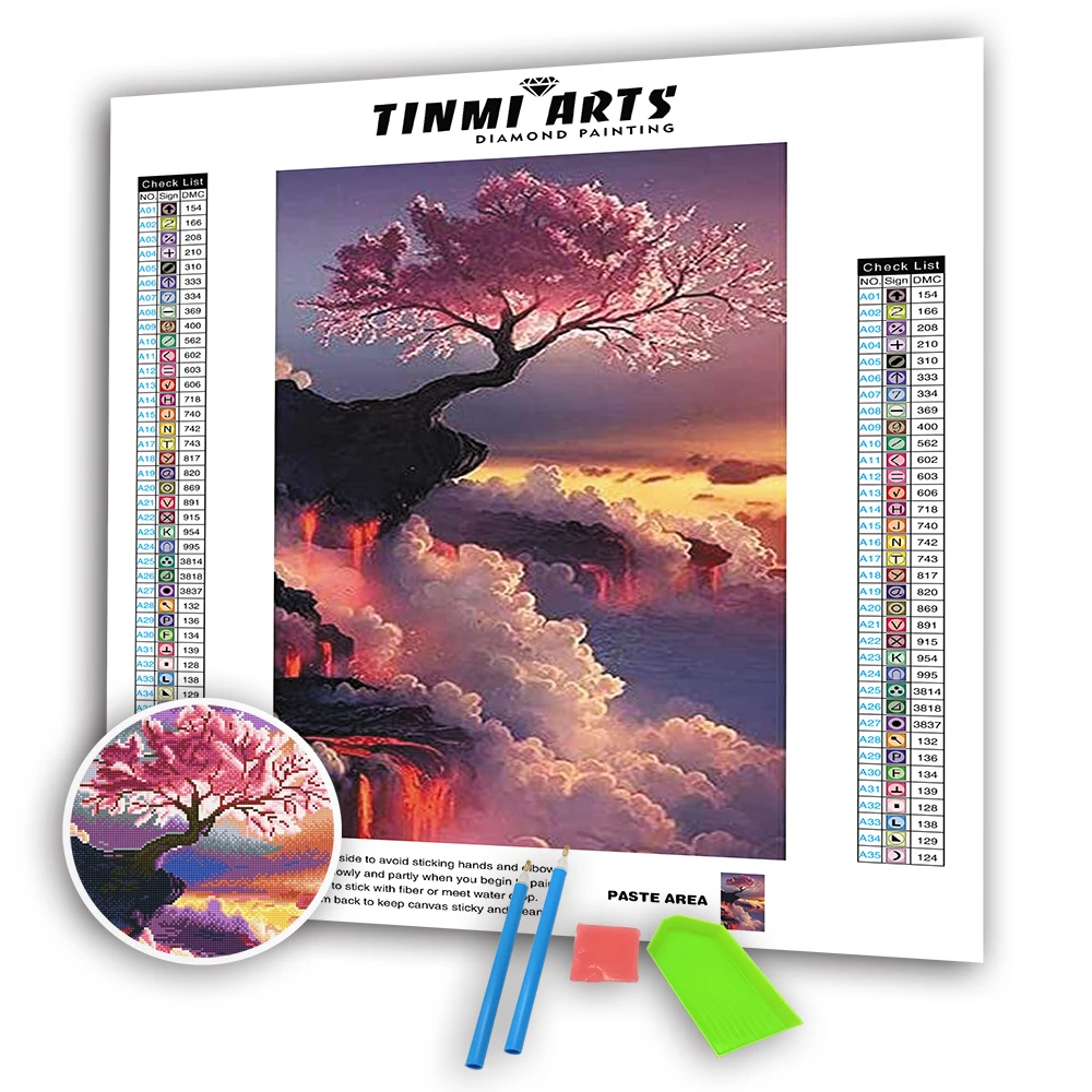 

5D DIY Diamond Paintings Full Round Drill Cloud Pine Tree Mosaic Cross Stitch Landscape Kits Embroidery Stickers Decoration Home