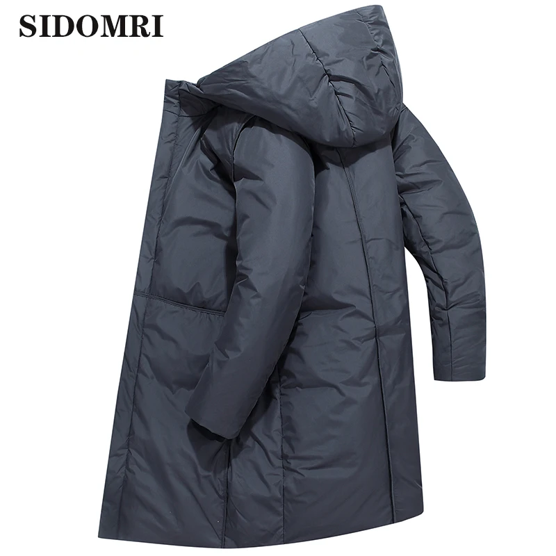 2021 winter new down jacket slim handsome men's hooded long thickened leisure warm coat fashion brand White duck down Windproof