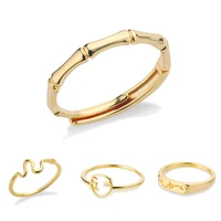 2021 new design vintage bamboo shape rings for women fashion luxury korean jewelry retro girls unusual rings bijoux femme