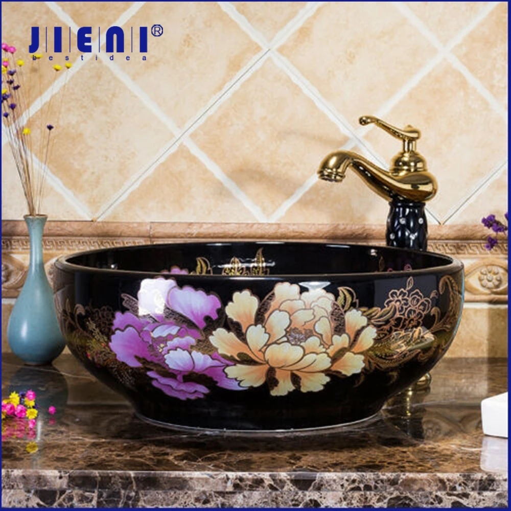 Смеситель для раковины JIENI черный Круглый керамический | Строительство и ремонт