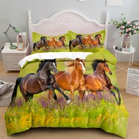 fantastic 3d running horse duvet cover set single twin double queen king cal king size bed linen set