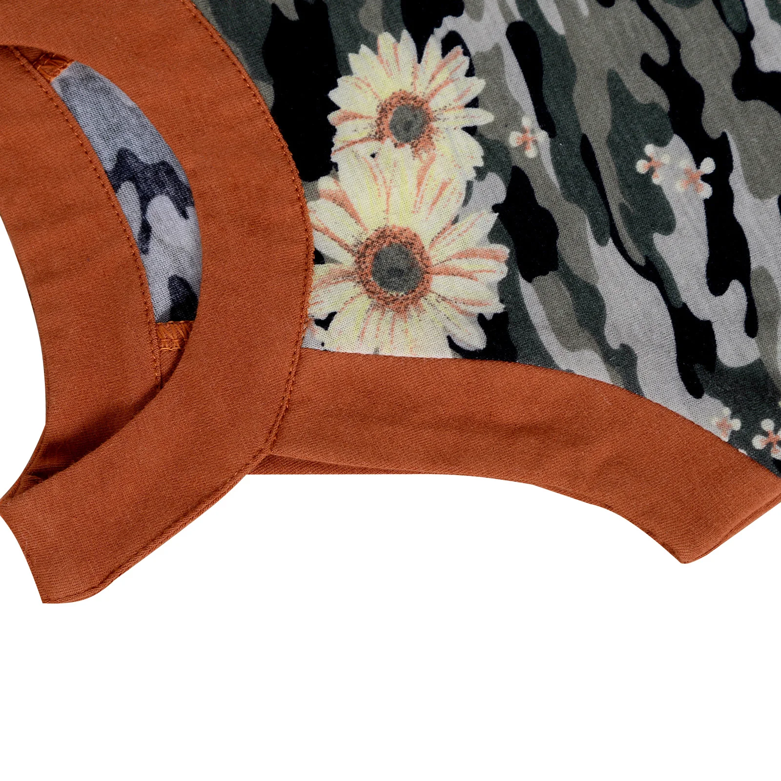 

Baby's Sunflower Camouflage Printed Romper Set Sleeveless Round Neck Triangle Bodysuit with Bow Headband