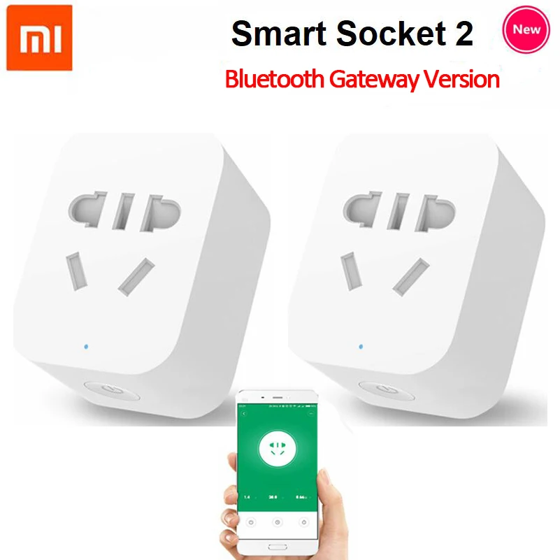 Смарт-розетка Xiaomi Mi с Wi-Fi 2 штекера bluetooth шлюз переходник дистанционным