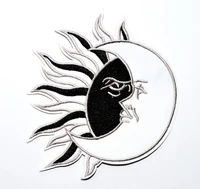 1x black sun and white moon iron on patch celestial %e2%89%88 10 1 cm