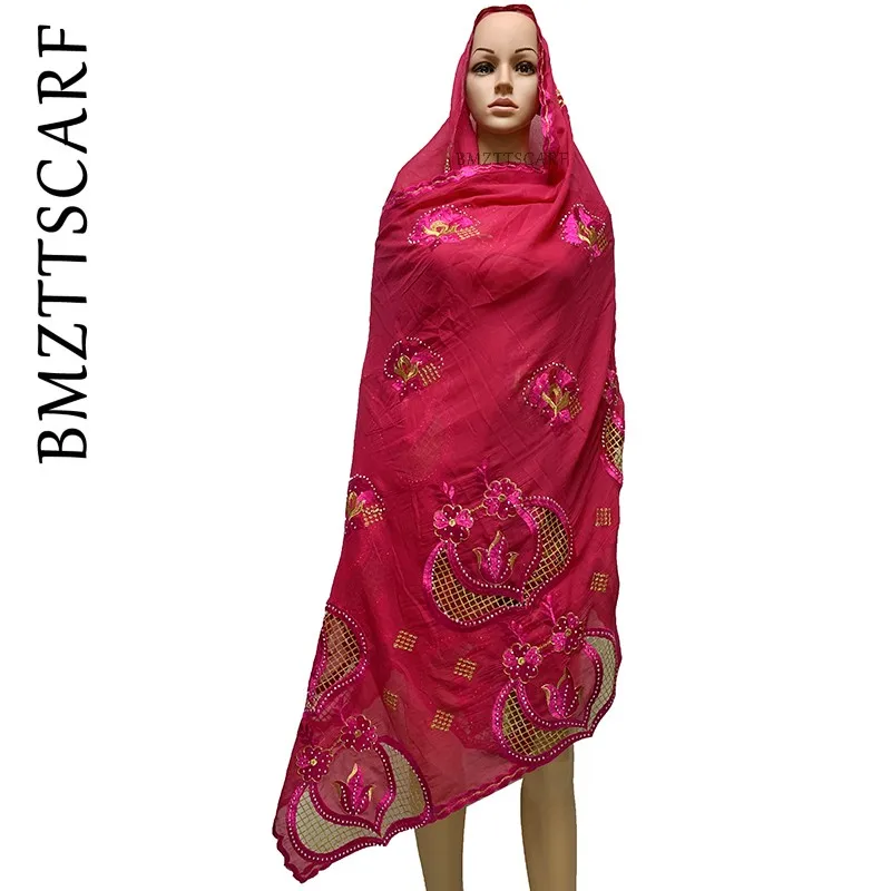 

2020 New Summer African Women Scraf Muslim Embroidery Cotton Scarfs Flower Beautiful Headscarf for wraps BM939