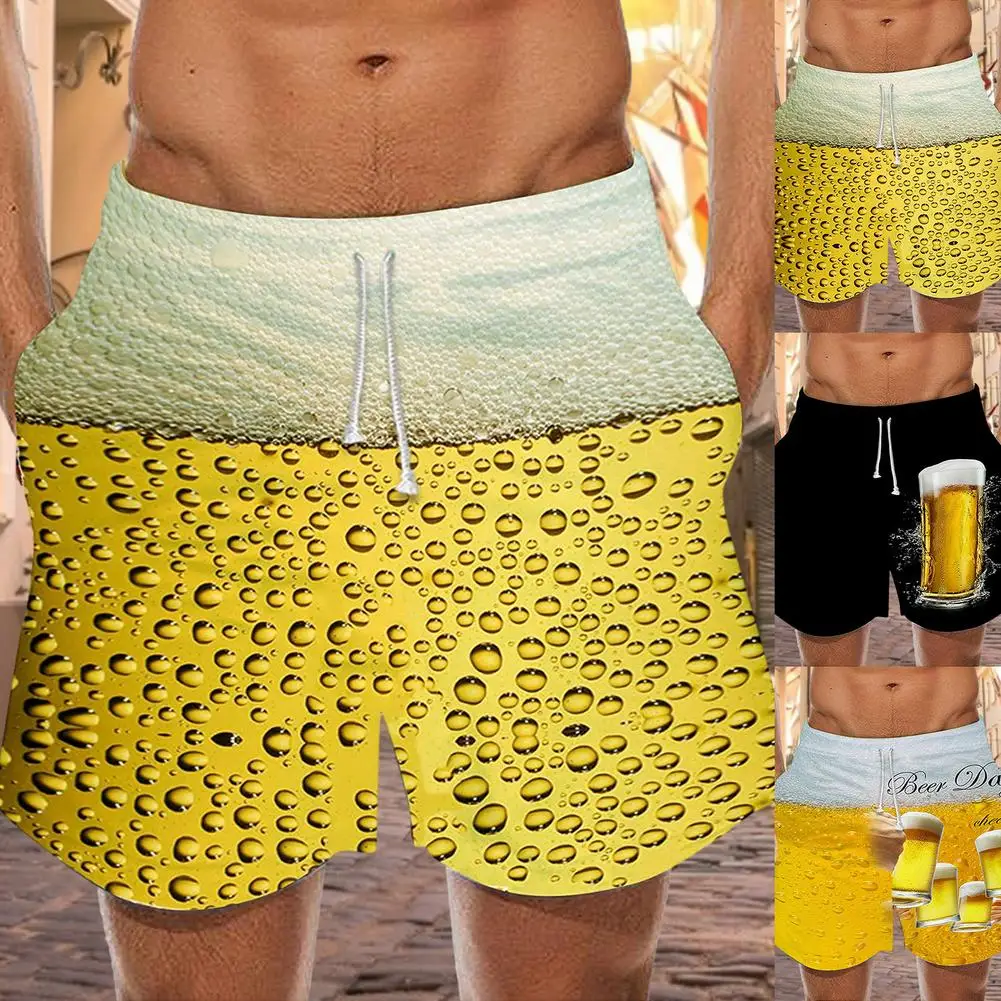 

New Arrival Mens Beer Shorts Quick Dry Elastic Waist Beach Swim Trunks Quick-drying Sexy Mens Swim Briefs Beach Shorts