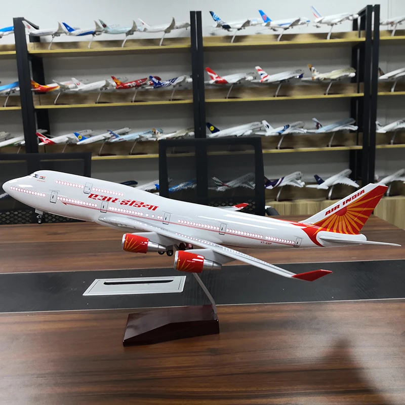 

47cm airplane model toys B747 AIR India Airways aircraft model with light and wheel 1/150 scale diecast resin alloy plane