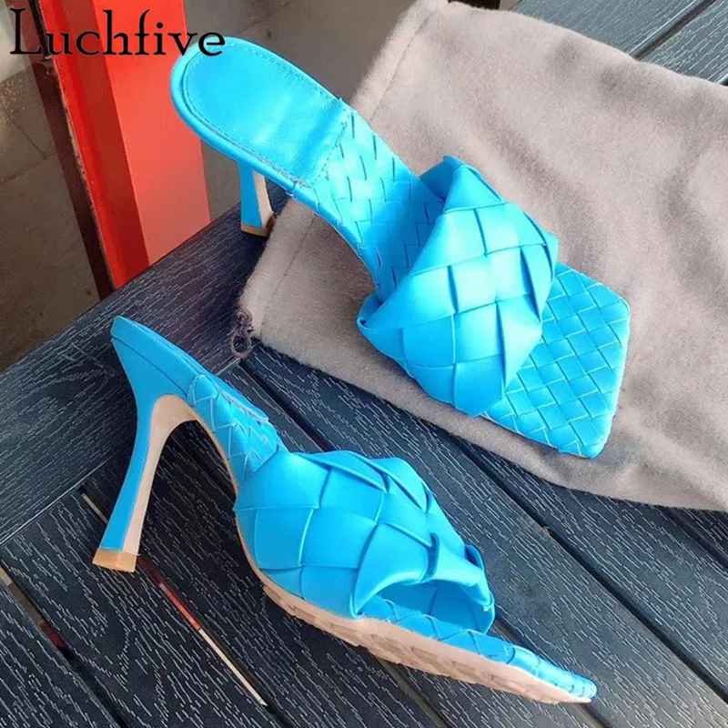 Женские шлепанцы на высоком каблуке с открытым носком|Тапочки| |