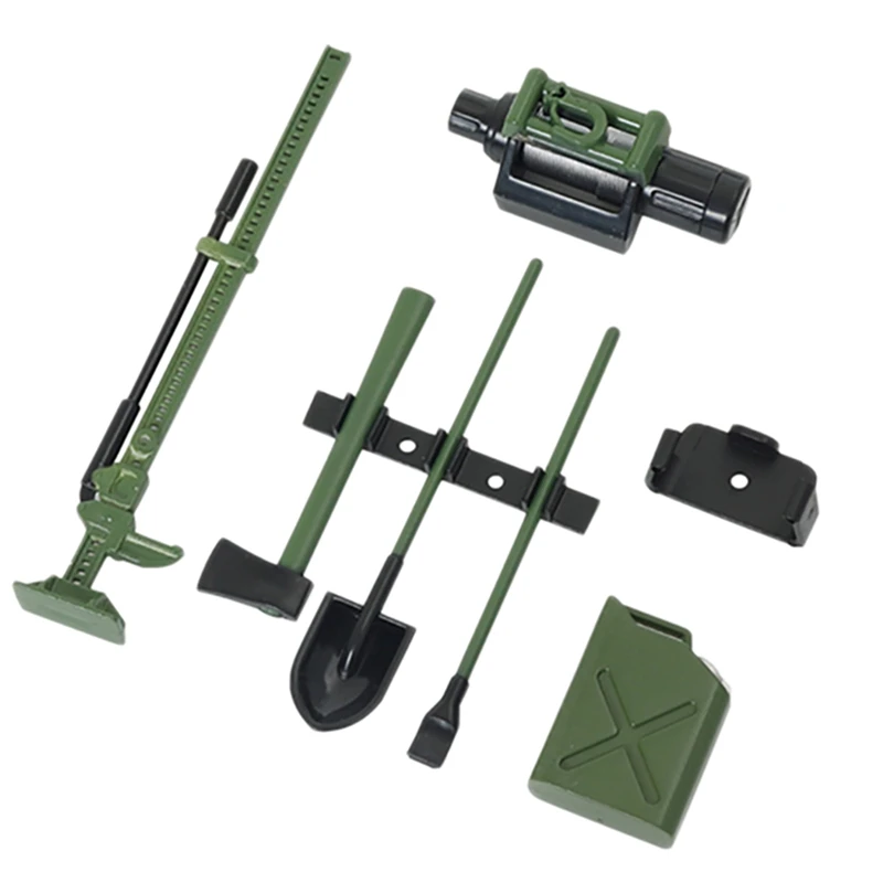 

Машинка на радиоуправлении масштаб 1/10 аксессуары мини топливный бак лопатка топор лебедка домкрат подъемный инструмент для грузовика осев...