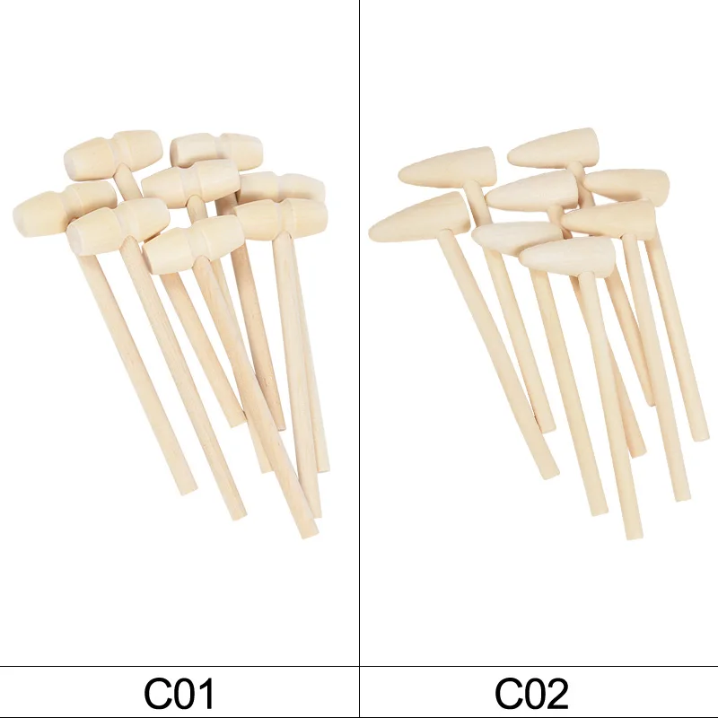 10Pcs Mini Wooden Hammer Wood Mallets for Seafood Lobster Crab Leather Crafts Crackers Kids Toys Jewelry Craft Tools - купить по