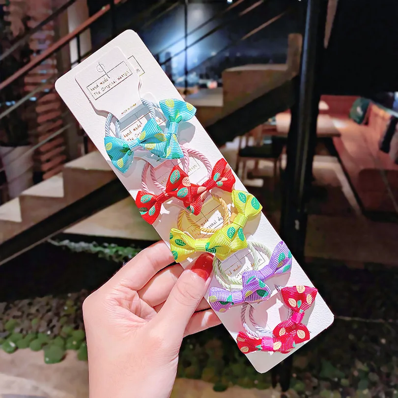 

10pcs Sweet Cute Bows Hair Tie Headwear Sweet Bowknot Hair Accessories for Girls Baby Girl Rope Dot Striped Elastic Rubber Band