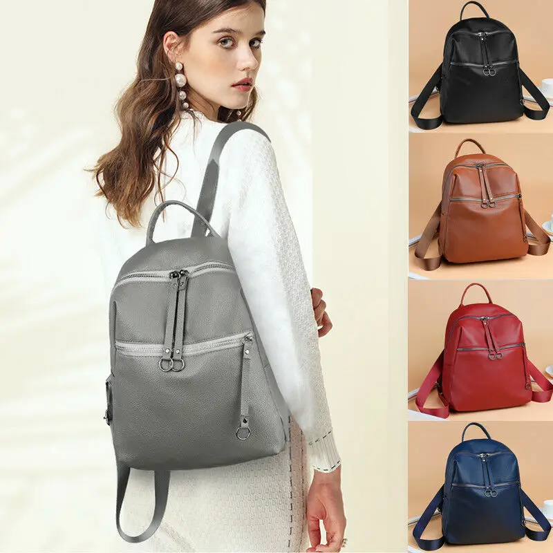 

Fashion Women Leather Backpack Rucksack Urban Travel Bags Girls Soft Wild Casual School Bag Storage