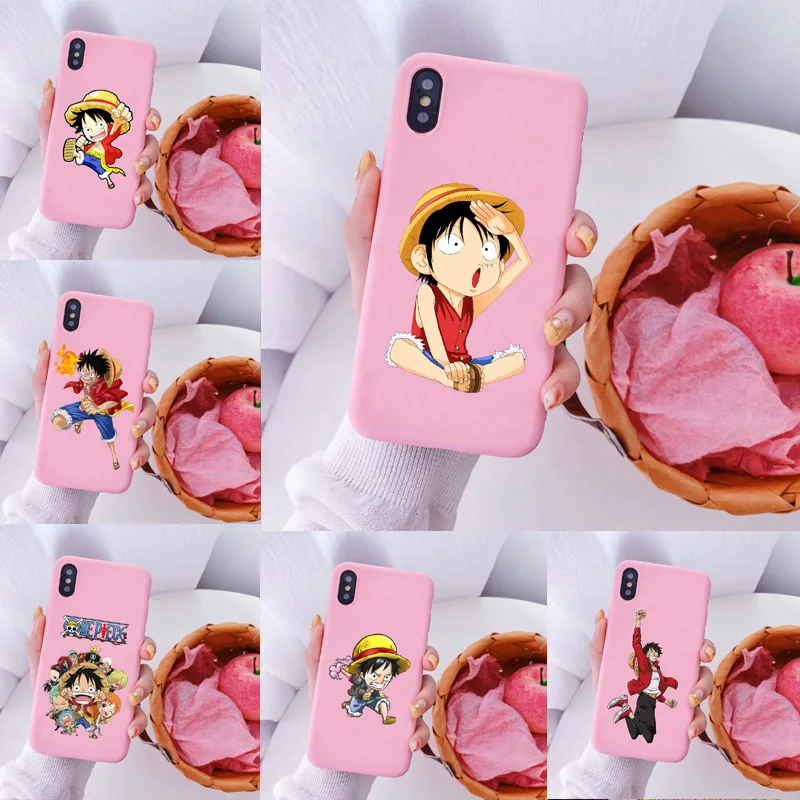 One piece Japan аниме Луффи Tony Chopper Candy розовый мягкий чехол для телефона iPhone XS SE 5 6S 7 8Plus 11