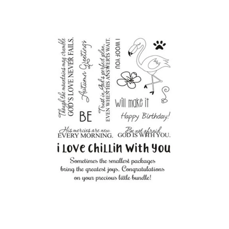 

Clear Stamp Wave Penguin Dog Bird Crane Leaf Flower Cluster Letters Badge Bow Painting Scrapbook DIY Paper Card Transparent Seal