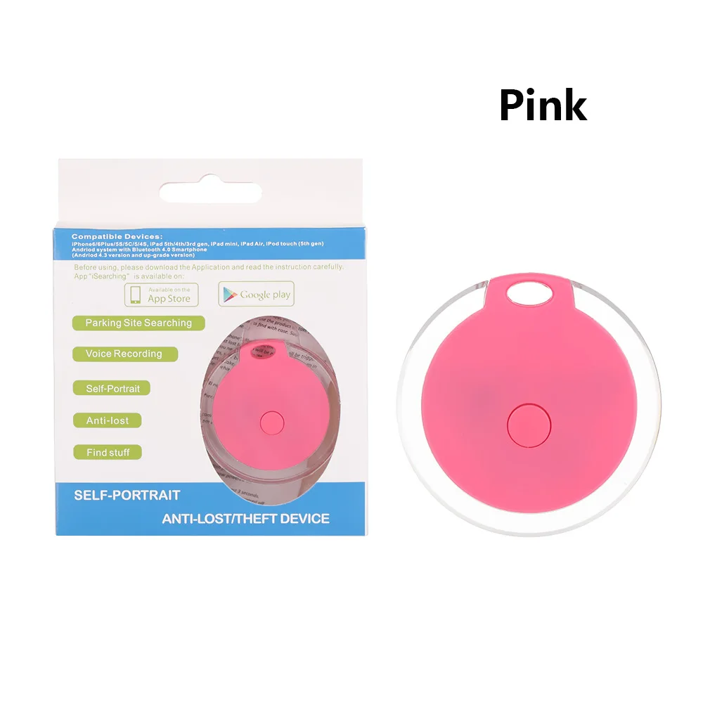 pink Модный смарт-тег, мини Водонепроницаемый Bluetooth GPS трекер, локатор, устройство для поиска ключа для домашних собак, кошек, ключей, кошелек, сумка для детей - Цвет: pink