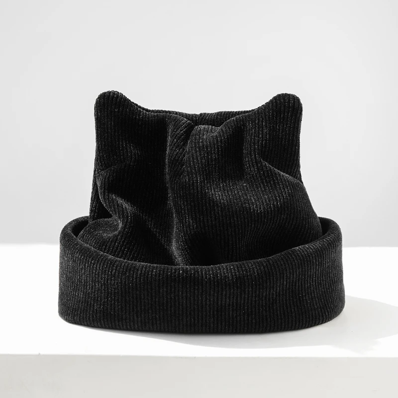 Шерстяные шапки в новом стиле вязаная шапка для женщин с небольшими ушками милые