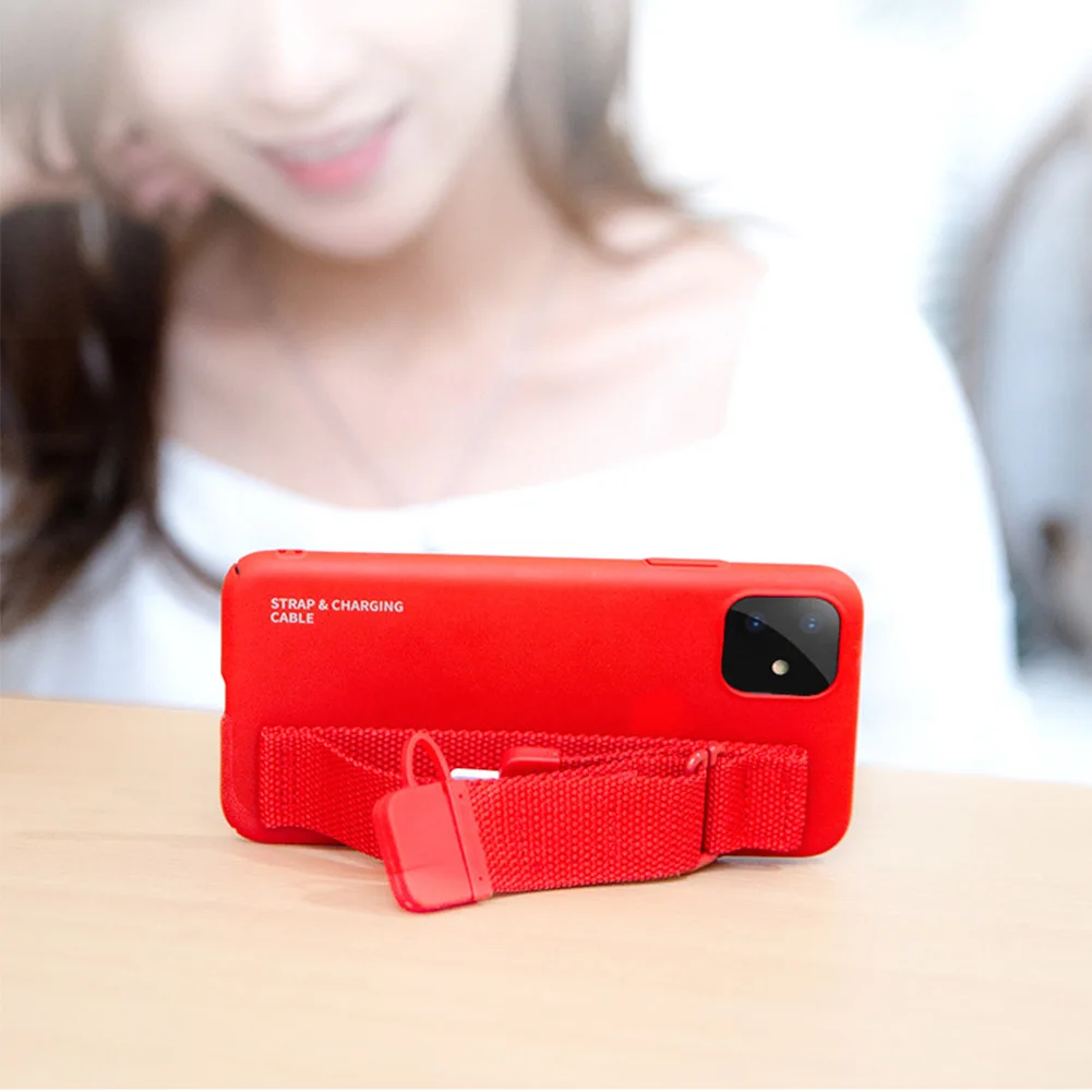 Charging Wrist Strap Holder Case For iPhone 11 Pro XS MAX XR X Invisible USB Charger Kickstand Silicone Capa 7 8 Plus |