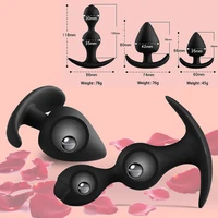 silicone anal plug butt plug set erotic intimate goods sex toys for woman anal beads balls dilator metal ball inside trainer toy
