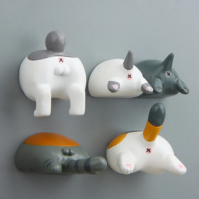 Магнитная наклейка на холодильник с мультяшными животными кошкой ягодицами