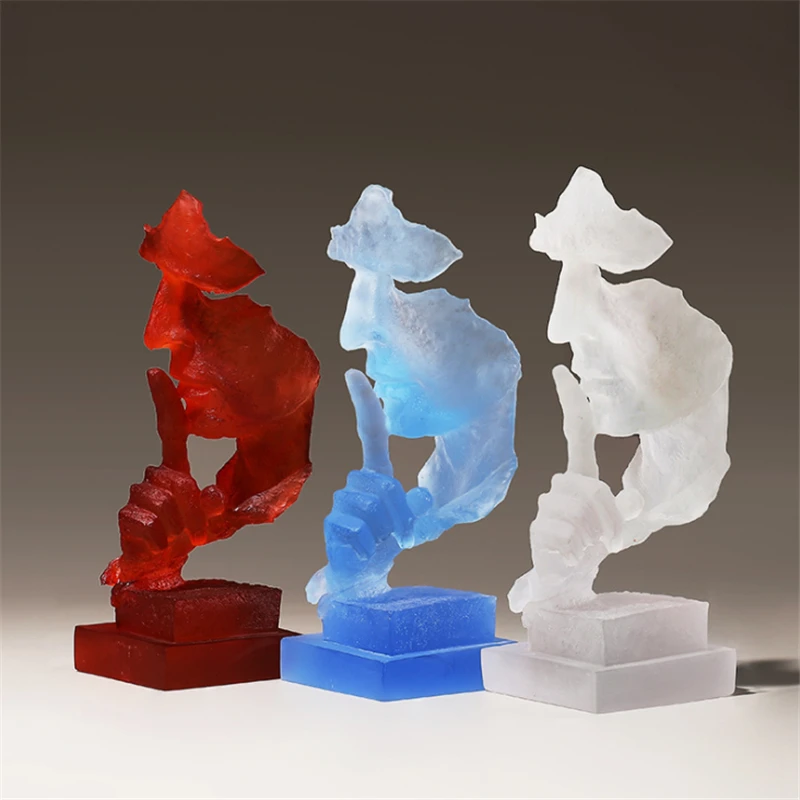 

Resin Transparent Silence Is A Gold Figure Abstract Crafts Ornaments Living Room TV Wine Cabinet Home Crafts Home Decoration