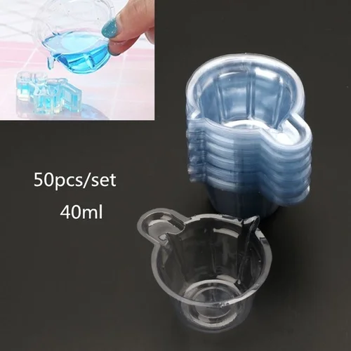 

50Pcs 40ML Plastic Disposable Cups Dispenser DIY Epoxy Resin Jewelry Making Tool GZQ