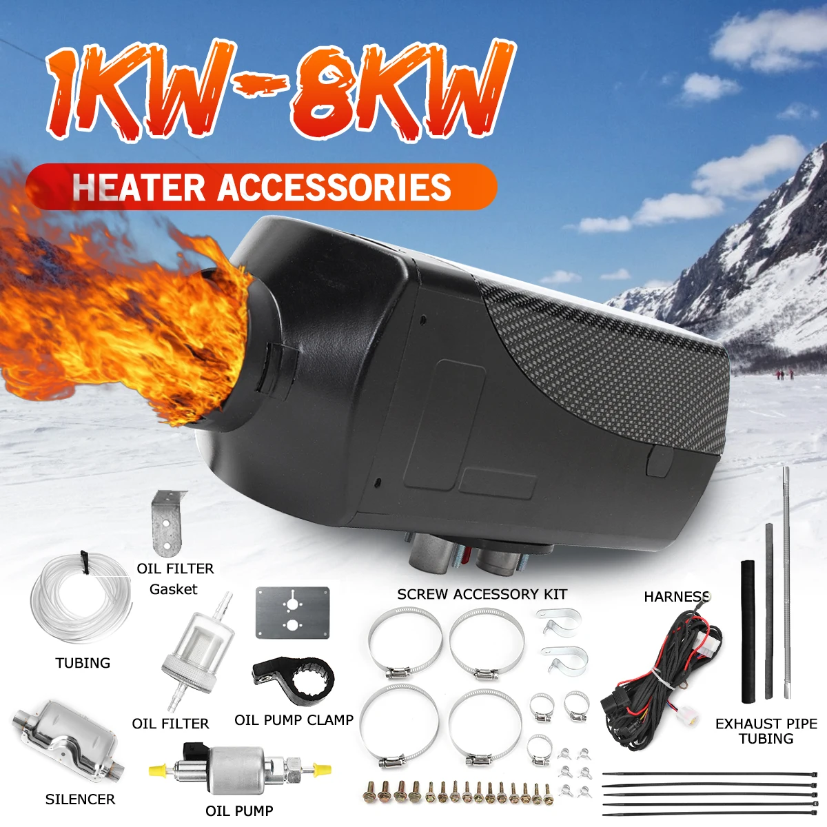 Полный комплект аксессуаров для автомобильного нагревателя 1 8 кВт аксессуары