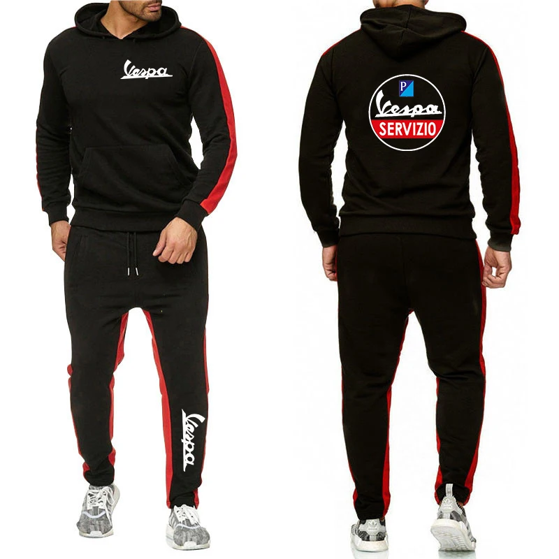 

2021 VESPA New Men's Brand Printing Comfortable Zipper Hoodie Casual Suit Casual Sweatshirt Sweatpants Suit K