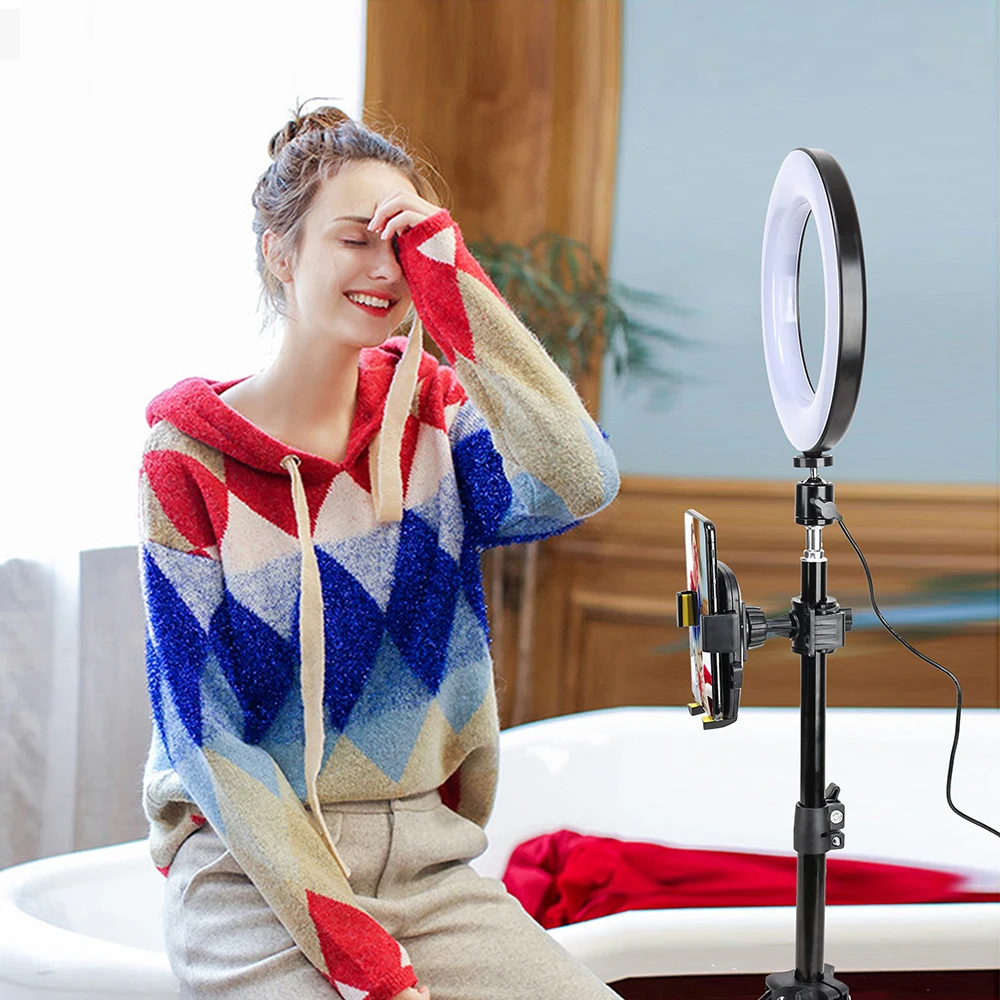 8 дюймов фотографии затемнения светодиодный селфи кольцо светильник Youtube 3000-6000k