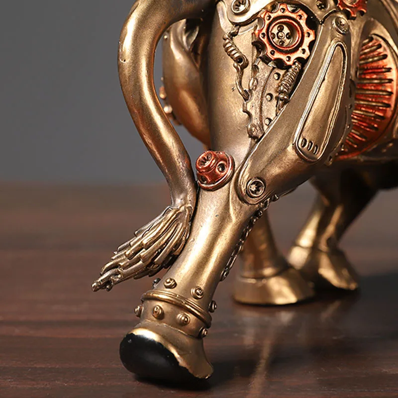 

Mechanical Style Cow Decoration Resin Statue Sculpture Nordic Art Crafts Home