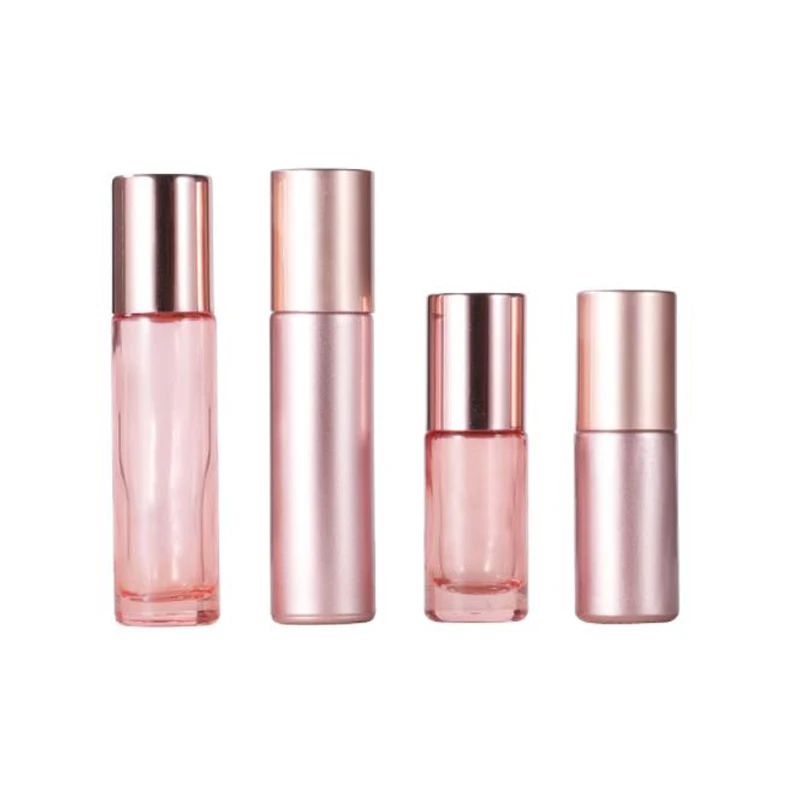 

5ml 10ml Rose Matte Frosted Glossy Glass Bottles Roll On Bottles For Essential Oils Perfume Travel Bottle
