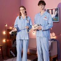 anime costume couple sleepwear home suits grid harajuku pajamas female men long shirts with pants cute pyjama lovers pijama