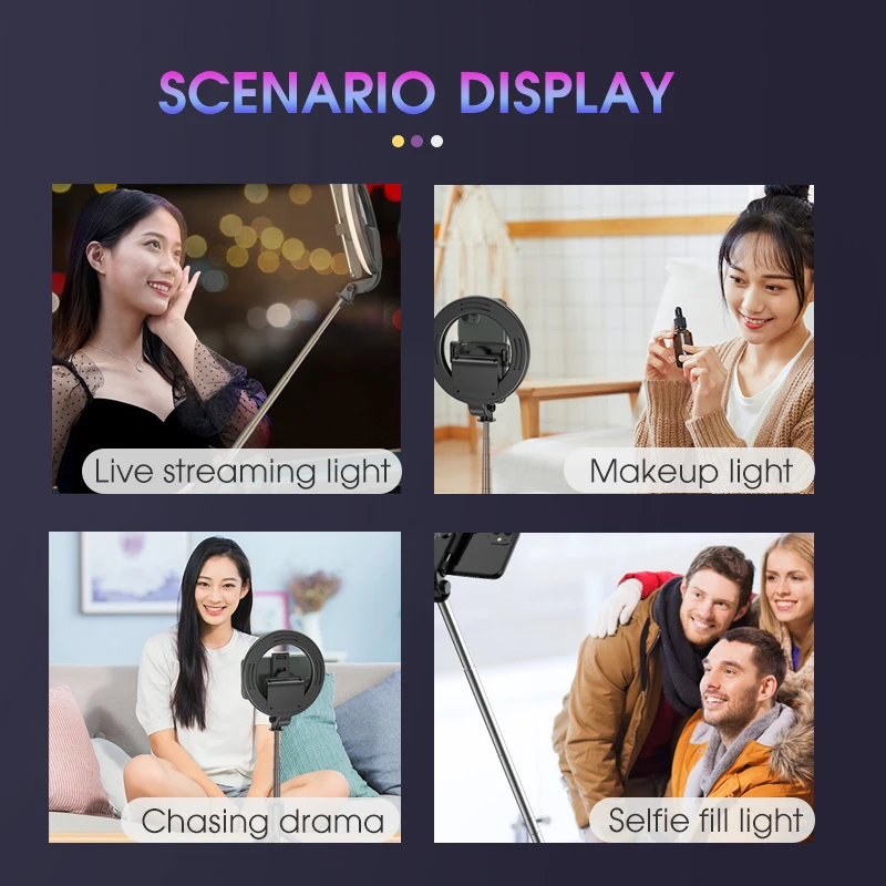 KINDLOV Bluetooth селфи палка заполняющий свет со штативом светильник для смартфона