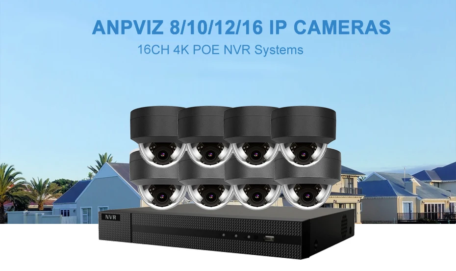 Hikvision OEM 16CH 4 к NVR 5MP 4X оптический POE IP купольная IP камера Камера 8/10/12/16 шт. H.265 ONVIF безопасности Открытый CCTV NVR Наборы с HDD