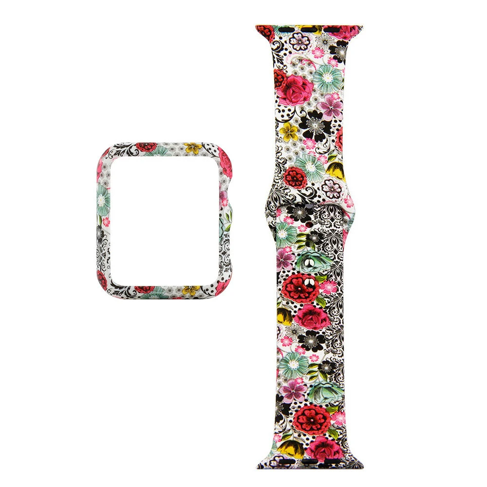 Colorful Silicone Watch Case Painted Silicone Strap for Apple Watch 6 SE / 42MM 5/4 44MM, Accessories for Iwatch 3/2/1 38MM 40MM