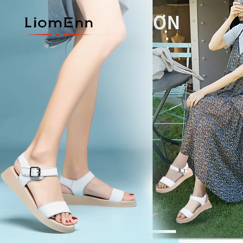

Ladies Summer White Sandals Women Shoes Flat Sandals 2021 New Leather Shoes Woman Slippers Comfort Soft Designer zapatos mujer