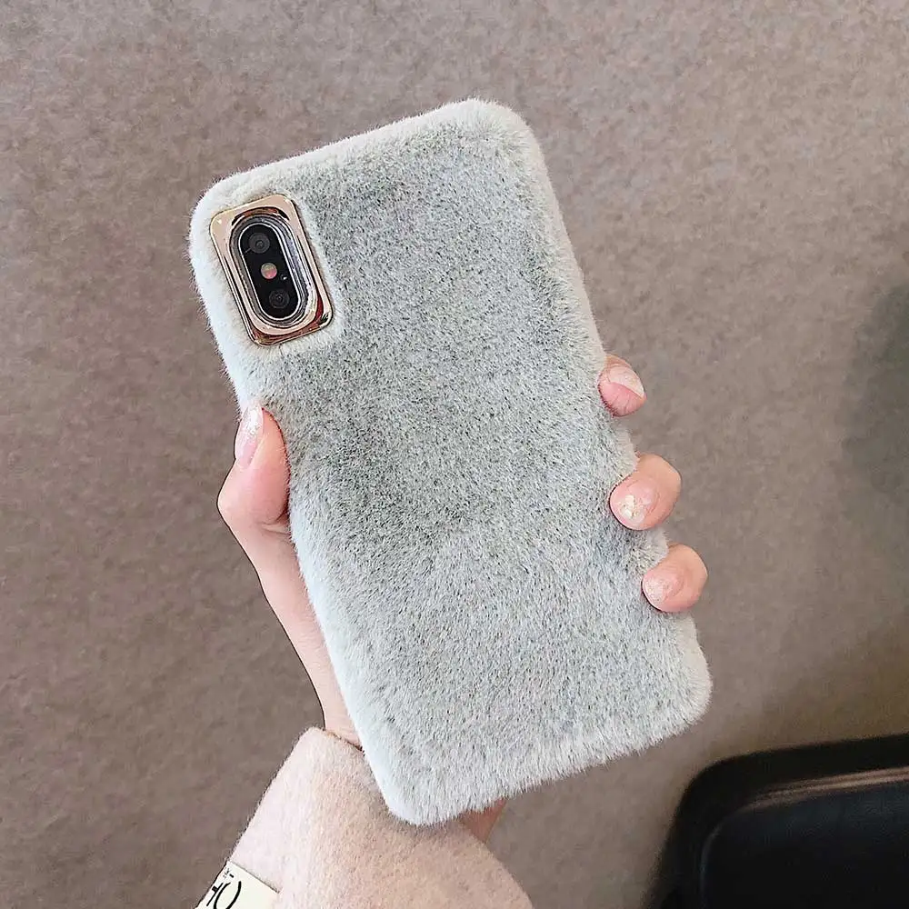 Mint Green Подарки для девочек для iphone 11 Pro Max, удобный и теплый пушистый чехол для телефона для iphone XS MAX XR 6 6S 7 8 Plus 8 plus, мягкий чехол для телефона - Цвет: Mint Green