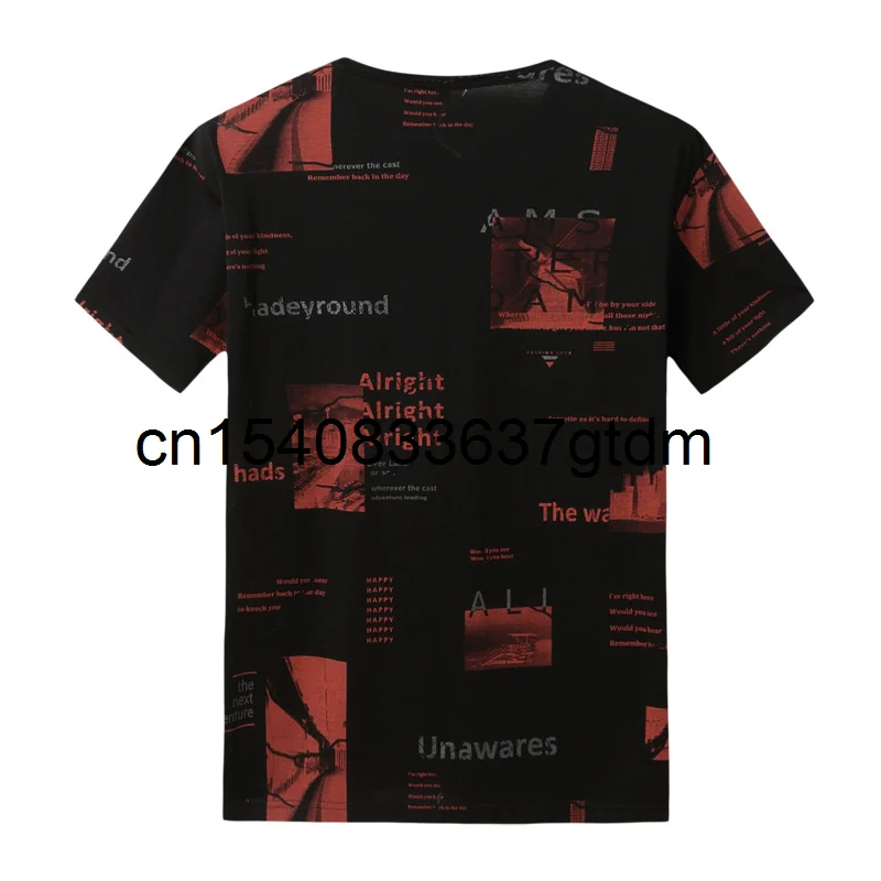 

Summer 2021 new men's youth plus size short sleeve fashion men's fat round neck printed short sleeve T-shirt