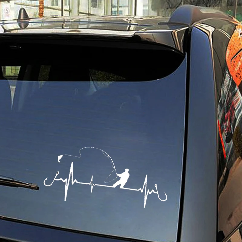 

Car Sticker 3D Heartbeat Fishing Car Styling Funny Decorative Sticker Funny Decal Motorcycle Car Styling 16.7CM*7.7CM