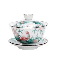 jingdezhen gaiwan multicolor branch bird tureen ceramic cup with lid cover saucer kit tea bowl drinkware decor craft gift teaset
