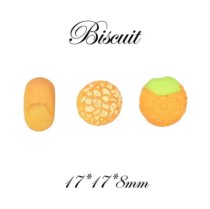 

Simulation Resin Biscuits Bread Food Flatback Cabochon Kawaii DIY Resin Craft Decoration Dollhouse Miniature
